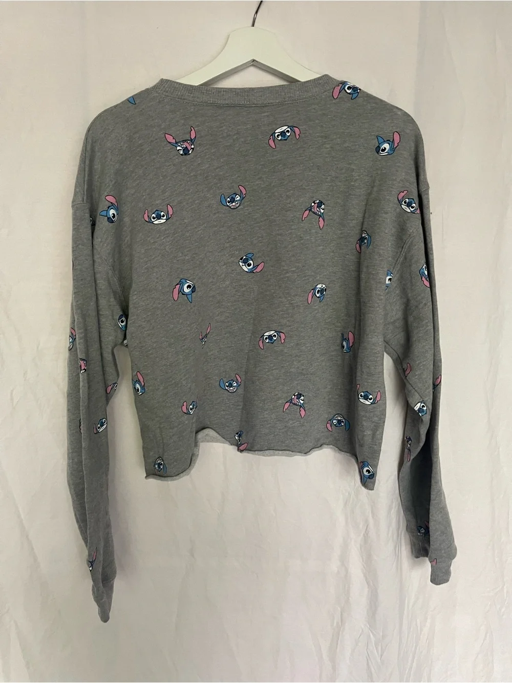Disney Lilo & Stitch All-Over Print Cropped Sweatshirt Size XL Y2K Lounge Street